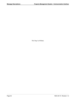 Page 40Message Descriptions Property Management System - Communication Interface
Page 30NDA-30115  Revision 1.0
This Page Left Blank. 