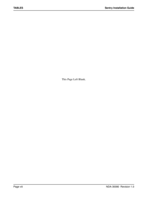 Page 10Page viii NDA-30080  Revision 1.0
TABLESSentry Installation Guide
This Page Left Blank. 