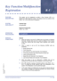 Page 399Features and Specifications Manual K1 – 389
Doc. No. 8201 - Release 1.0
July 2003
Key Function/Multifunction 
Registration
K-1
FEATURE 
DESCRIPTIONThe system can be registered as either a Key Function (KF) or a
Multifunction (MF) telephone system. This feature is set via a switch on the
CPUI(  )-U(  ) ETU at the time of installation.
SYSTEM 
AVAILABILITYTerminal Type
Not applicable.
Required Components
CPUI(  )-U(  ) ETU
OPERATING 
PROCEDURES
SERVICE 
CONDITIONS
General
	When the system is set as KF,...
