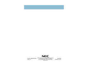 Page 8April 2001
Printed in U.S.A. Part No. 92600ACDS03
Issue 1-0
NEC America Inc., Corporate Networks Group
4 Forest Parkway, Shelton, CT 06484
TEL: 203-926-5400  FAX: 203-929-0535
cng.nec.com 