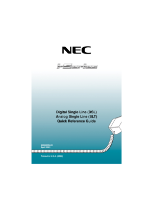 Page 1Digital Single Line (DSL)
Analog Single Line (SLT)
Quick Reference Guide
92600DSL05
April 2001
Printed in U.S.A. (2562)
92600DSL05-1.QXD  3/12/01  4:44 PM  Page 12 
