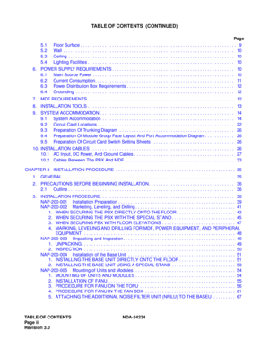 Page 12TABLE OF CONTENTS NDA-24234
Page ii
Revision 3.0
TABLE OF CONTENTS  (CONTINUED)
Page
5.1 Floor Surface . . . . . . . . . . . . . . . . . . . . . . . . . . . . . . . . . . . . . . . . . . . . . . . . . . . . . . . . . . . . . . . .   9
5.2 Wall  . . . . . . . . . . . . . . . . . . . . . . . . . . . . . . . . . . . . . . . . . . . . . . . . . . . . . . . . . . . . . . . . . . . . . .   10
5.3 Ceiling  . . . . . . . . . . . . . . . . . . . . . . . . . . . . . . . . . . . . . . . . . . . . . . . . . . . . ....