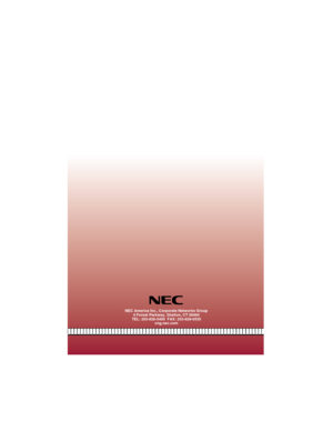 Page 96NEC America Inc., Corporate Networks Group
4 Forest Parkway, Shelton, CT 06484
TEL: 203-926-5400  FAX: 203-929-0535
cng.nec.com
82400mfh05CVR.QXD  3/30/01  9:26 AM  Page 1 