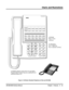 Page 31Charts and Illustrations
DS1000/2000 Software ManualChapter 1: Features23
Figure 4: 22-Button Standard Telephone (U Slot and DS1000)
123
456
789
0
ABC DEF
MW ICM
FLASH DND
DIAL MIC
LND SPKR
CONF
HOLD GHI JKL MNOMNO
PQRS TUV
OPER
VOLWXYZ
CLEAR
CHECK
80000 - 63A
LINE 1      LINE 2      LINE 3       LINE 4      LINE 5      LINE 6
LINE 7      LINE 8LINE 9 LINE 10 LINE 11 LINE 12
For Attendants:
Key 11=Night Key
Key 12=Operator Call Key
In DS1000:
Keys 7-12 are
undefined.
In DS2000 software version 02.01.07...