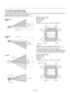 Page 22E Ð 13
Lens Shift Adjustable Range
Lens Shift Adjustable Range for Desktop Application
The diagram below shows the location of the image position in the lens for desktop application. The lens can be shifted within the shaded area as
shown using the normal projection position as a starting point.
Desktop/Front
Vertical
Ceiling/Front
Vertical
Normal position
Normal position
Normal position
Horizontal
Screen center
Master Projector
Slave Projector
0.5V
(0.43V)
0.5V
(0.43V)
0.25H
0.25H1H1V 1V
0.25H
0.5V...