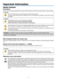 Page 3i
Important Information
Safety Cautions
Precautions
Please	read	this	manual	carefully	before	using	your	NEC	projector	and	keep	the	manual	handy	for	future	reference.
CAUTION
To	turn	off	main	power,	be	sure	to	remove	the	plug	from	power	outlet.
The	power	 outlet	socket	 should	 be	installed	 as	near	 to	the	 equipment	 as	possible,	 and	should	 be	easily	
accessible.
CAUTION
TO	PREVENT	SHOCK,	DO	NOT	OPEN	 THE	CABINET.
THERE	ARE	HIGH-VOLTAGE	COMPONENTS	INSIDE.
REFER	SERVICING	TO	QUALIFIED	SERVICE...