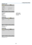 Page 122111
5. Using On-Screen Menu
[WIRELESS LAN]
[IP	ADDRESS]	[SUBNET	MASK]
[GATEWAY]	[MAC	ADDRESS]
[SSID]	[NETWORK	TYPE]
[WEP/WPA]	 [CHANNEL]
[SIGNAL	LEVEL]
[VERSION(1)]
[FIRMWARE]	Version
[DATA]	Version
[VERSION(2)]
[FIRMWARE2]	 Version 