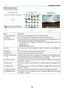 Page 8675
4. Using the Viewer
Parts of each screen
The	Viewer	has	four	screens.
(1) Viewer start screen (3) Thumbnail screen (9) Slide screen/
(11) Slideshow screen
NameDescription
(1)	 Viewer	start	screenThis	screen	will	be	displayed	first	when	you	select	the	 Viewer.
(2)	USB	iconThis	icon	indicates	that	the	USB	memory	is	inserted	into	the	projector.
(3)	Thumbnail	screenThis	 screen	 will	show	 a	list	 of	folders	 and	image	 files	stored	 in	the	 USB	 memory. 	The	
JPEG	Exif	files	will	be	displayed	in...