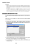 Page 59E-59 Examples
Click (or press and hold) the mouse button  or  to adjust the bright-
ness. Or click and drag the mouse button on the slide bar horizontally
to adjust it.
To save the adjustments, click 
. The display is closed. If you click
anywhere in the background while displaying adjustment and setting
menu or dialog box, you will get the main menu at the clicking point.
CONVENIENT FEATURES
Changing Background Logo
You can change the default background logo using the PC Card Files fea-
ture.
NOTE:...