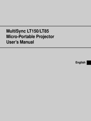 Page 4MultiSync LT150/LT85
Micro-Portable Projector
UserÕs Manual
English 