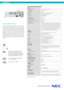Page 2NEC M302WS
SPECIAL CHARACTERISTICS
Ambient Light Sensor, Auto Eco Mode, Auto Power-ON Function,
Automatic and manual Keystone Correction (V= +/-30°), Carbon
Savings Meter, Colour Management, Constant Brightness Mode,
Content Transmission via Network, Crestron RoomView, DICOM
Simulation, Full 3D DLP ® LINK support, High Altitude Mode,
Kensington security slot, Keypad Lock, Magnify, NaViSet
Administrator 2, Optional User Logo, Optional WLAN, OSD with 29
languages, Password Security System, Quick Start,...