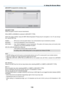 Page 130

6. Using On-Screen Menu
[SECURITY] (required for wireless only)
SECURITY TYPE
Select encryption mode for secure transmission.
When [WEP] or [DISABLE] is selected in [SECURITY TYPE]:
Select  this  option  whether  using  the WEP  (Wired  Equivalent  Privacy)  key  for  encryption  or  not. To  use  encryp-
tion, specify WEP key.
DISABLE.................Will.not.turn.on.the.encryption.feature..Your.communications.may.be.monitored.by.someone....