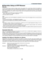 Page 67
53
L Operation Using an HTTP Browser
Overview
The  use  of  HTTP  server  functions  will  allow  control  of  the  projector  from  a  web  browser  without  the  installation  of 
special software. Please be sure to use “Microsoft Internet Explorer 6.x” or a higher version for the web browser. (This 
device uses “JavaScript” and “Cookies” and the browser should be set to accept these functions. The setting meth-
od will vary depending on the version of browser. Please refer to the help files and the...