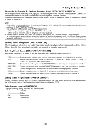 Page 8373
5. Using On-Screen Menu
Turning On the Projector \by Applying Computer Signa\vl \fAUTO POWER ON(COMP1)]

