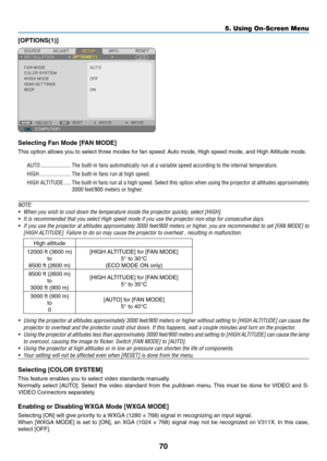 Page 8070
5. Using On-Screen Menu
\fOPTIONS(1)]
Selecting Fan Mode \fFAN MODE]
