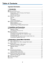 Page 8vi
Table of Contents
Important Information ............................................................................................i
1. Introduction ...........................................................................................................1
	What’s	in	the	Box? ..............................................................................\
............................1
	Introduction	to	the	Projector...