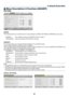 Page 10391
5. Using On-Screen Menu
 Menu Descriptions & Functions [ADJUST]
[PICTURE]
[MODE]
This	function	allows	you	to	determine	how	to	save	settings	for	[DETAIL	SETTINGS]	of	[PRESET]	for	each	input.
STANDARD ������������Saves settings for each item of [PRESET] (Preset 1 through 7)
PROFESSIONAL
  �����Saves all the settings of [PICTURE] for each input� 
[PRESET]
This	function	allows	you	to	select	optimized	settings	for	your	projected	image.
You	can	adjust	neutral	tint	for	yellow,	cyan	or	magenta. 	
There	are...