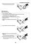 Page 173159
6. Installation and Connections
6.	 Place	the	lens	shroud	back	onto	the	lens	hood.	
•	 Tighten	the	two	screws	to	fix	the	lens	shroud
Removing the lens
Before removing the lens:
1.	 Turn	on	the	projector.	(→	page	16)
2.	 Press	and	hold	the	SHUTTER/HOME	POSITION	button	for	a	minimum	of	2	seconds.
 The lens position will return to the home position. (→ page 24)
3.	 Turn	off	the	main	power	and	unplug	the	power	cord. 	
4.	 Wait	for	the	projector	to	cool	sufficiently	before	removing	the	lens.
1.	 Remove...