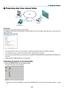 Page 8977
4. Using the Viewer
❹ Projecting data from shared folder
LAN
Shared folder Wireless LAN
Projector
Shared folder
Preparation
For	projector:
	Connect	the	projector	to	the	network.
For	computer: 	Place	 files	to	be	 projected	 in	a	shared	 folder	and	note	 the	folder’s	 path.	Memorize	 or	write	 down	 the	
path	for	later	use.
•	 For	sharing	a	folder,	refer	to	your	user	guide	or	help	file	accompanied	with	your	 Windows	computer.
•	 Use	a	keyboard	to	give	a	name	to	the	shared	folder	in	alphanumeric...