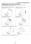 Page 39
0
3. Projecting an Image (Basic Operation)
 Adjusting the Picture Size and Position
Use the adjustable tilt foot, the zoom function or the focus ring to adjust the picture size and position.
In this chapter drawings and cables are omitted for clarity.
Adjusting the throw angle (the height of an image)
[Tilt foot] (→ page 31)
SELECTMENUEXITENTERSTATUSLAMPAUTOADJ.SOURCE
FOCUS
Adjusting the left and right tilt of an image
[Rear foot] (→ page 31)
SELECTMENUEXITENTERSTATUSLAMPAUTOADJ.SOURCE
FOCUS...