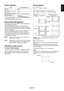 Page 19
English-17
English
Picture Aspect
DVI, VGA, DPORT
FULL  1:1  ZOOM  NORMAL
    
HDMI, DVD/HD, SCART, VIDEO1, VIDEO2, S-VIDEO
FULL  WIDE  DYNAMIC  1:1  ZOOM  NORMAL
   
Aspect ratio
of image Unchanged view*3Recommended selection
for picture aspect*3
4:3
NORMAL 
DYNAMIC
Squeeze
FULL
Letterbox
WIDE
*3 Grey areas indicate unused portions of the screen.
NORMAL:  Displays the aspect ratio the same as it is sent 
from the source.
FULL:  Fills entire screen.
WIDE:  Expands a 16:9 letter box signal to ﬁ ll entire...