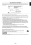 Page 3
English-1
English
DECLARATION OF CONFORMITY
This device complies with Part 15 of FCC Rules. Operation is subject to \
the following two conditions. (1) This device may not 
cause harmful interference, and (2) this device must accept any interf\
erence received, including interference that may cause 
undesired operation.U.S. Responsible Party:  NEC Display Solutions of America, Inc.
Address:    500 Park Boulevard, Suite 1100
    Itasca, Illinois 60143
Tel. No.:   (630) 467-3000
Type of Product:  Display...