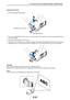 Page 31E-24
2
C
O
N
T
R
O
L
COMPONENT IN COMPUTER INVIDEO IN
AUDIO IN
S
-
V
ID
E
O
 I
NR Cr/Pr Cb/Pb
Y
L/mono
AUDIO IN
MONITOR OUT
S
E
L
E
C
T
LAMP
STATUS
POWER
ON/STAND BYAUTO
ADJ.
AC IN
SOURCE
1
Adjustable Tilt Foot
Adjusting the Tilt Foot
1. Lift the front edge of the projector.
2. Push up the Adjustable Tilt Foot Lever on the front side of the projector to extend the adjustable tilt foot
(maximum height).
3. Push down the Adjustable Tilt Foot Lever.
4. Lower the front of the projector to the desired height...