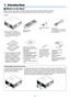 Page 151
1. Introduction
❶ What’s in the Box?
Make	sure	your	box	contains	everything	listed.	If 	 any 	 pieces 	 are 	 missing, 	 contact 	 your 	 dealer.
Please	save	the	original	box	and	packing	materials	if	you	ever	need	to	ship	your	projector.
Projector
Dust cap for lens (79TM1061)* The projector is shipped without a lens. For the types of lens and 
throw distances, see page 213, 
214, 215.
Remote control(7N901041)
AA alkaline batteries (x2)Power cord(US: 79TM1001 for AC 120 V and 79TM1011 for AC 200 V)(EU:...