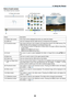 Page 8069
4. Using the Viewer
Parts of each screen
The	Viewer	has	four	screens.
(1) Viewer start screen (3) Thumbnail screen (9) Slide screen/
(11) Slideshow screen
NameDescription
(1)	 Viewer	start	screenThis	screen	will	be	displayed	first	when	you	select	the	 Viewer.
(2)	USB	iconThis	icon	indicates	that	the	USB	memory	is	inserted	into	the	projector.
(3)	Thumbnail	screenThis	 screen	 will	show	 a	list	 of	folders	 and	image	 files	stored	 in	the	 USB	 memory. 	The	
JPEG	Exif	files	will	be	displayed	in...