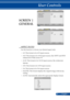 Page 5649... English
User Controls
SCREENIMAGESETTINGOPTIONSGENERAL3D SETTINGS
H KEYSTONE
AUTO
COMPUTERSELECTEXITMOVEMOVE
OVERSCANASPECT RATIO
V KEYSTONE
 ASPECT RATIO
Use this function to choose your desired aspect ratio.
  4:3: This format is for 4×3 input sources.
  16:9: This format is for 16×9 input sources, like HDTV and DVD 
enhanced for Wide screen TV. 
  16:10: This format is for 16×10 input sources, like widescreen 
laptops.
  15:9: This format is for 15×9 input sources.
  5:4: This format is for...