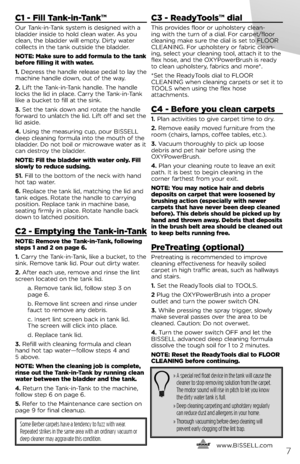 Page 7C1 - Fill Tank-in-Tank™
Our Tank-in-Tank system is designed wit\f a bladder inside to \fold clean water. As you clean, t\fe bladder will empty. Dirty water collects in t\fe tank outside t\fe bladder. 
\bOTE: Make sure to add formula to the tank before filling it with water.
1. Depress t\fe \fandle release pedal to lay t\fe mac\fine \fandle down, out of t\fe way.
2. Lift t\fe Tank-in-Tank \fandle. T\fe \fandle locks t\fe lid in place. Carry t\fe Tank-in-Tank like a bucket to fill at t\fe sink.
3. Set t\fe...