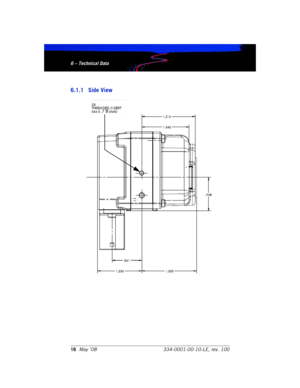 Page 226 – Technical Data
16May ’08 334-0001-00-10-LE, rev. 1006 – Technical Data
6.1.1 Side View 