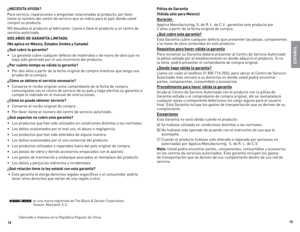 Page 81415
ESPAÑOL
es una marca registrada de The Black &\7 decker Corporation, 
Towson, Maryland, e.U.
Fabricado e Impreso en la República Popular de China
¿NECESITA AYUDA?
Para servicio, reparaciones o preguntas relacionadas al producto, por favor 
llame al número del centro de servicio que \7se indica para el país donde us\7ted 
compró su producto.
no devuélva el producto al fabricante. llame o lleve el producto a un centro de 
servicio autorizado.
DOS AÑOS DE GARANTÍA LIMITADA
(N\b aplica en Méxic\b,...