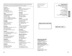 Page 132524
Código de fecha / Date Code
Sello	del	Distribuidor:
Fecha	 de	compra:
Modelo:
ESPAÑ\fL
Argentina Servicio	 Técnico	Monroe	33\b1	CABA	Argentina	Tel:	0800	 –	444	 -	729\f	servicios@rayovac.com.ar
Chile SERVICIO	 DE	MAQUINAS	 Y	HERRAMIENTAS	 LTDA.	Portugal	Nº	\f44	Santiago	 –	Chile	Fonos:	 02-\f3\b\b208	 /	02-\f3411\f9	Email:	 servicio@spectrumb\7rands.cl	Call	center:	 800-171-0\b1
Colombia PLINARES	Avenida	 Quito	#	88A-09	Bogotá,	 Colombia	Tel.	sin	costo	 01	800	7001870
Costa Rica Aplicaciones...