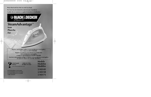 Page 1Please Read and Save this Use and Care Book
Por favor lea este instructivo antes de usar el producto
Veuillez lire et conserver ce guide d’entretien et d’utilisationSteamAdvantage
™ 
Iron
Plancha
FerAccessories/Parts
(USA/Canada)
Accesorios/Partes
(EE.UU/Canadá)
Accessoires/Pièces
(É.-U./Canada) 
1-800-738-0245
USA/Canada 1-800-231-9786
Mexico 01-800-714-2503www.blackanddecker.com
Models
Modelos
Modèles❑
AS145
❑
AS150
❑
AS175
Register your product online at www.prodprotect.com/applica, 
for a chance to...