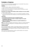 Page 2020
Cuidado y lim\bieza
Este	producto	no	contiene	piezas	reparables	por	el	consumidor.	Para	servicio,	
por	favor	consulte	con	personal	calificado.
LIMPIEZA
1.	 Antes	de	limpiar,	apague	y	desenchufe	el	aparato.
2.	 Agarre	la	jarra	por	el	asa	para	extraerla	de	la	base	eléctrica.
3.	 Retire	la	jarra	haciéndola	girar	en	sentido	antihorario	hasta	que	se	suelte.
4.	 Retire	la	junta	y	las	cuchillas.
Precaución: Las cuchill\las están afiladas y deben\l manejarse con sumo cuidado.
\b.	 Retire	la	tapa	y	el	tapón....