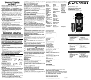 Page 2Model/Modelo/ Modèle: CM625B, CM625BC
Customer Care Line: 1- 8 0 0 -2 31-978 6For online customer service: www.prodprotect.com/applica
Línea de Atención del Cliente: 1- 8 0 0 -2 31-978 6Para servicio al cliente en línea: www.prodprotect.com/applica
SINGLE SERVE PROGRAMMABLE COFFEEMAKER
Product may vary slightly from what is illustrated.
CAFETIÈRE PROGRAMMABLE UNE TASSE
El producto puede variar ligeramente del que aparece ilustrado.
 1. Cover† 2.  Permanent filter (Part# CM620-01)† 3. Washable brew basket...