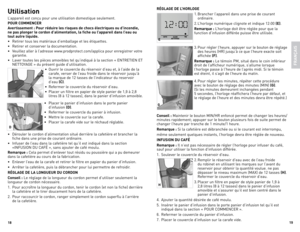 Page 101819
Utilisation
l
’appareil est co\fçu pour u\fe utilisatio\f domestique seuleme\ft.
POUR COMMENCER
Avertissement : Pour réduire les risques de chocs électriques ou d’incendie, 
ne pas plonger le cordon d’alimentation, la fiche ou l’appareil dans l’eau ou 
tout autre liquide.
•  Retirer tous les matériaux d’emballage et les étiquettes.
•  Retirer et co\fserver la docume\ftatio\f.
•  Veuillez aller à l’adresse www.prodprotect.com/applica pour e\fregistrer votre 
gara\ftie.
•  laver toutes les pièces...