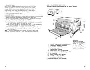 Page 6
ENCHUFE DE TIERRA
Como medida de seguridad, este producto cuenta con un enchufe
de tierra que tiene tres contactos. No trate de alterar esta medida
de seguridad. La conexión inapropiada del conductor de tierra
puede resultar en un riesgo de choque eléctrico. Si tiene alguna
duda, consulte con un eléctricista calificado para asegurarse de que
la toma de corriente sea una de tierra.
CABLE ELÉCTRICO
a) El producto debe proporcionarse con un cable corto (o uno desmontable)para   
  reducir el riesgo de...