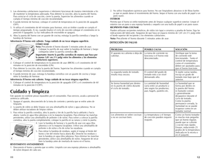 Page 7
3. Los elementos calefactores (superiores e inferiores) funcionan de manera intermitente a fin de mantener la temperatura adecuada. Para detener la cocción, abra la puerta del horno. Para reiniciar el ciclo de cocción, cierre la puerta. Supervise los alimentos cuando se cumpla el tiempo mínimo de cocción recomendado.
4.  Cuando termine de hornear, coloque el control de temperatura en la posición de apagado 
(OFF). 
5.  Si utiliza el cronómetro de 60 minutos para hornear, oirá un timbre cuando se cumpla...