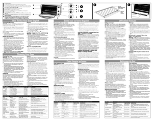 Page 7How To Use Your Oven-English
Vent/Ventilador/Évent
Easy Clean Interior/Interior fácil de limpiar/Intérieur facile à nettoyer
Removable Crumb Tray/Bandeja removible para residuos/Plateau à miettes amovible
ThermaGuard™Cool-Touch Top & Sides/Superficie & lados térmicos Therma Guard™/
Paroi extérieure athermane ThermaGuardmc
Control Panel/Panel de controles/Panneau de commande
Slide Rack/Bandeja corrediza/Grille coulissante
Temperature Control Dial/Control de temperatura/Sélecteur de température
Signal...