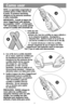 Page 7NOTA: La agarradera engomada no
contiene goma ni látex natural. Por 
lo tanto, no produce reacciones 
alérgicas en las personas sensitivas
a estos materiales.
IMPORTANTE:  Cuando el seguro de
cierre TriggerGuard’ está ajustado
en la posición “LOCK”,  el interruptor
“ON” (encendido) no se puede oprimir
aunque el cuchillo esté conectado (A).
1.  Antes de usar
el cuchillo por
primera vez, lave las cuchillas en agua caliente o
en la máquina lavaplatos.  Enjuáguelas y
séquelas bien.  Deslice la guía en la...