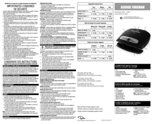 Page 2Veuillez lire et conserver ce guide d’entretien et d’utilisation.
IMPORTANTES CONSIGNES  
DE SÉCURITÉ.Lorsqu’on utilise des appareils électriques, il faut toujours respecter certaines règles de sécurité fondamentales, notamment les suivantes :•	Lire toutes les directives.•	Ne pas toucher aux surfaces chaudes; utiliser les poignées et les boutons.•	Afin d’éviter les risques de choc électrique, ne pas immerger le cordon, la fiche ou l’appareil dans l’eau ou tout autre liquide.•	Exercer une étroite...