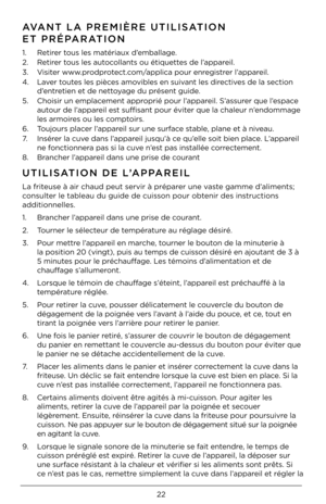 Page 22
AVANT LA PREMIÈRE UTI\KLISATION  
ET PRÉPARATION
	