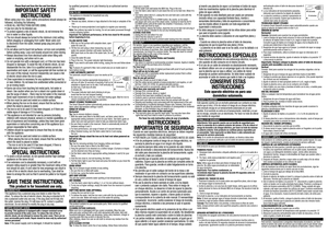 Page 1Please Read and Save this Use and Care Book.
IMPORTANT SAFETY  
INSTRUCTIONS
When using your iron, basic safety precautions should always be 
followed, including the following:
• READ ALL INSTRUCTIONS BEFORE USING.
• Use iron only for its intended use.
• To protect against a risk of electric shock, do not immerse the 
iron in water or other liquids.
• The iron should always be turned to the minimum (min) setting 
before plugging or unplugging from outlet. Never yank cord 
to disconnect from the outlet;...