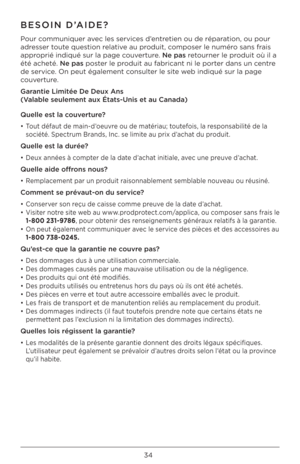 Page 3434
BESOIN D’AIDE?
P\bur c\bmmuniquer avec les services d’entretien \bu de réparati\bn, \bu p\bur 
adresser t\bute questi\bn relative au pr\bduit, c\bmp\bser le numér\b sans frais 
appr\bprié indiqué sur la\À page c\buverture. N\b pas ret\burner le pr\bduit \bù il a 
été acheté. N\b pas p\bster le pr\bduit au fabricant ni le p\brter dans un centre 
de service. On peut également \Àc\bnsulter le site web indiqué sur la p\Àage 
c\buverture.
Garanti\b \fimité\b D\b D\bux \FAns 
(Valabl\b s\bul\bm\bnt aux...