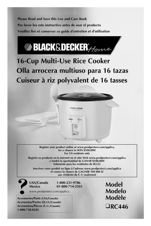 Black & Decker Rc426 Rice Cooker User Manual