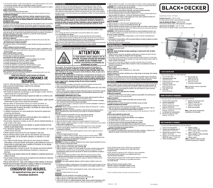 Page 214919-00     E/S/FModel/Modelo / Modèle: TO1745SSG
Customer Care Line : 1- 8 0 0 -2 31-978 6
For online customer service: www.prodprotect.com/applica
Línea de Atención del Cliente:
 1- 8 0 0 -2 31-978 6
Para servicio al cliente en línea: www.prodprotect.com/applica
Ligne Service à la Clientèle : 1- 8 0 0 -2 31-978 6
Pour le service à la clientèle en ligne: www.prodprotect.com/applica
  1.  Easy-view glass door
†  2.  Temperature selector knob  ( Part # TO1745-01)
†  3.  Cooking function selector knobs...