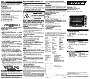 Page 22013-8-8-80   E/F/S
© 2013 Applica Consumer Products, Inc.
Model/Modelo / Modèle: TO3210SSD
Customer Care Line : 1- 8 0 0 -2 31-978 6For online customer service: www.prodprotect.com/applica
Línea de Atención del Cliente: 1- 8 0 0 -2 31-978 6Para servicio al cliente en línea: www.prodprotect.com/applica
Ligne Service à la Clientèle: 1- 8 0 0 -2 31-978 6Pour le service à la clientèle en ligne: www.prodprotect.com/applica
 1.  Easy-view glass door  2.  Temperature/cooking function knob 3.  Bake/ Broil...