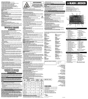 Page 2de la longueur donne une forme soignée compact pour les rôtis cuits sur le tournebroche.• Commencez avec un four froid.• Une fois que la broche est en place vérifier que la nourriture est centrée en laissant la rôtisserie faire un tour complet avant la cuisson commence.
ENTRETIEN ET NETTOYAGECe produit ne contient aucune pièce réparable. Confiez les réparations à un personnel qualifié.N E T T OYAG EImportant: Avant de nettoyer une partie quelconque, s’assurer que le four est éteint, débranché et...